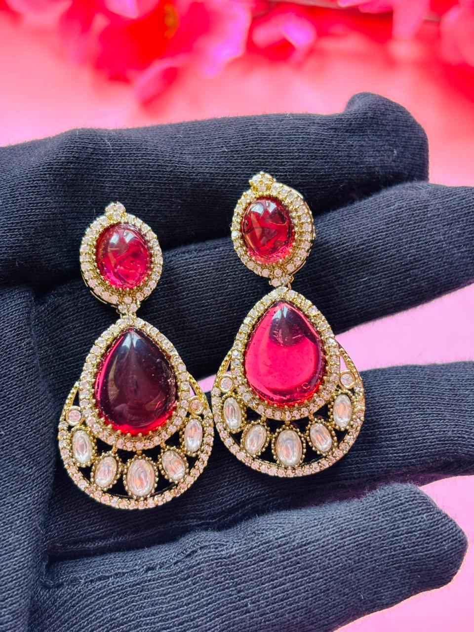 Ruby Victorian Bridal Necklace Set - Image 9