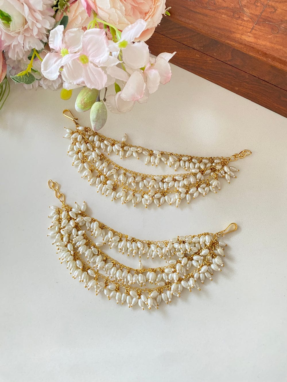 Multi-Layered Pearl Cluster Ear Chain