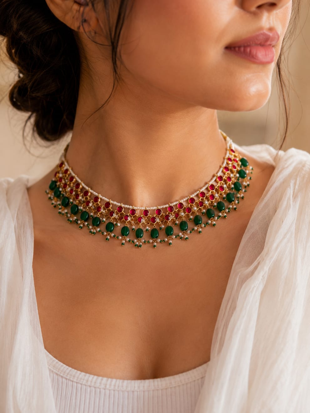 Royal Pearl & Stone Choker