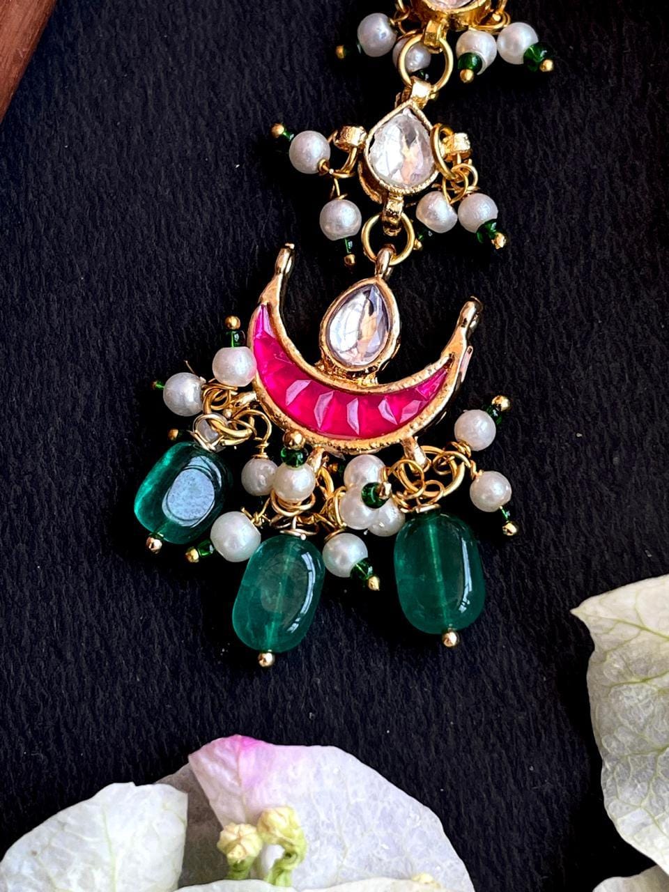 Stone Beads with Pachi Kundan Beaded Mangtika - Image 2
