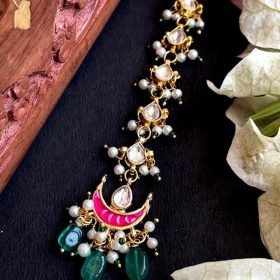 Stone Beads with Pachi Kundan Beaded Mangtika