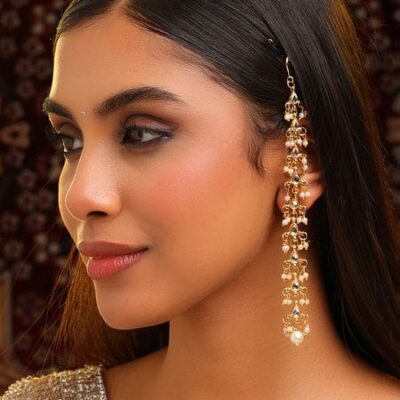 Gold Plated Handcrafted Brass Kundan Earrings