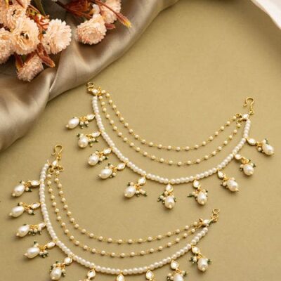 Multi-Layered Pearl and Kundan Ear Chain