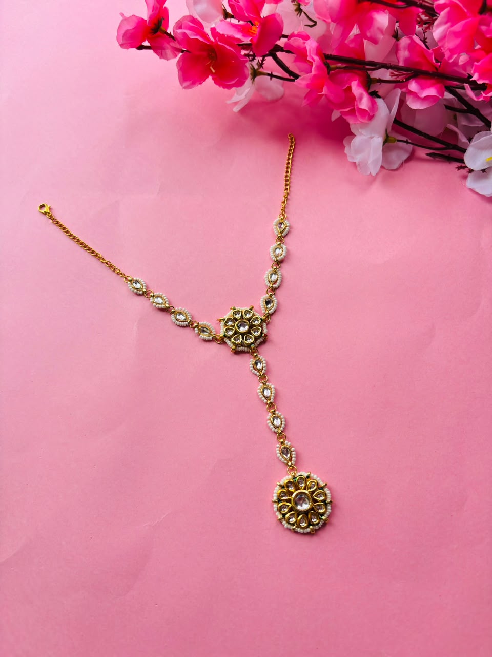 Floral Kundan & Pearl Haathphool (Pack Of 2) - Image 5