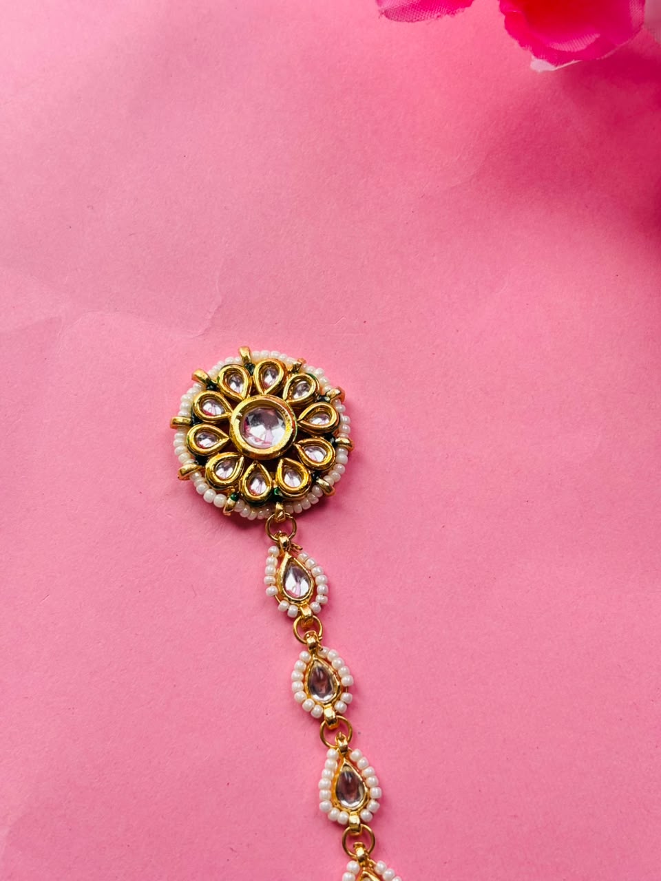 Floral Kundan & Pearl Haathphool (Pack Of 2) - Image 7