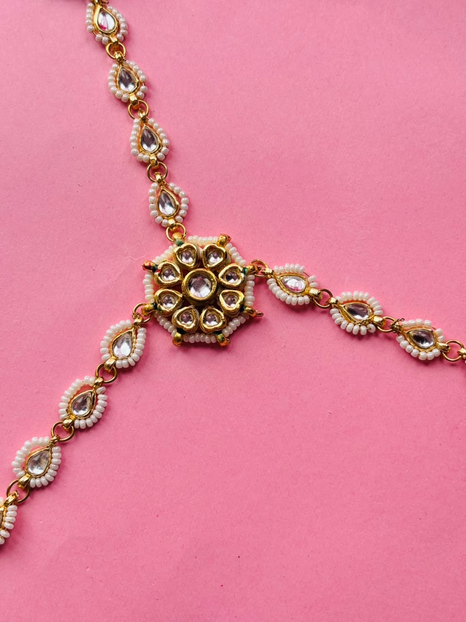 Floral Kundan & Pearl Haathphool (Pack Of 2) - Image 8
