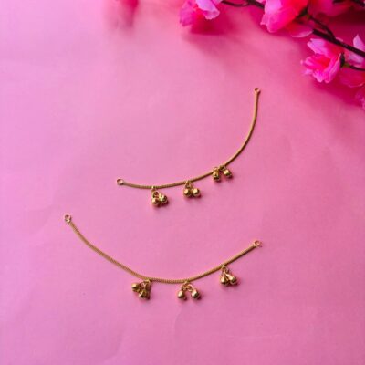 Minimalist Gold-Plated Ear Chain with Ghungroon