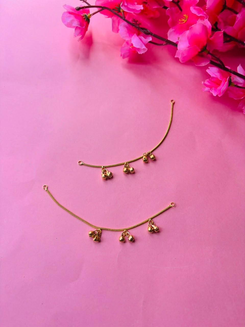 Minimalist Gold-Plated Ear Chain with Ghungroon