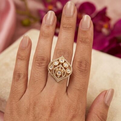 Dainty Moissanite Statement Adjustable Ring