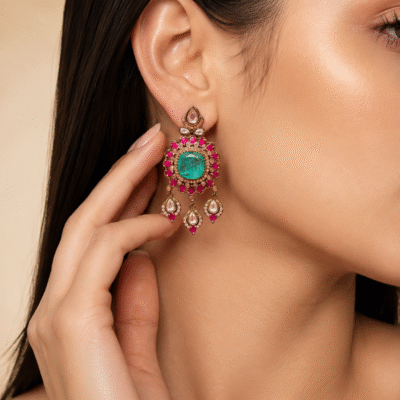 Premium Victorian Floral Chandbali Earrings