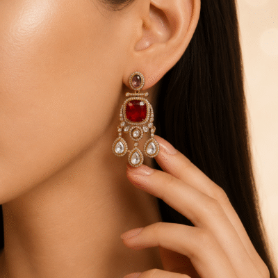Polki Chandbali Earrings for Women