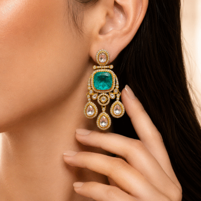 Polki Chandbali Earrings for Women