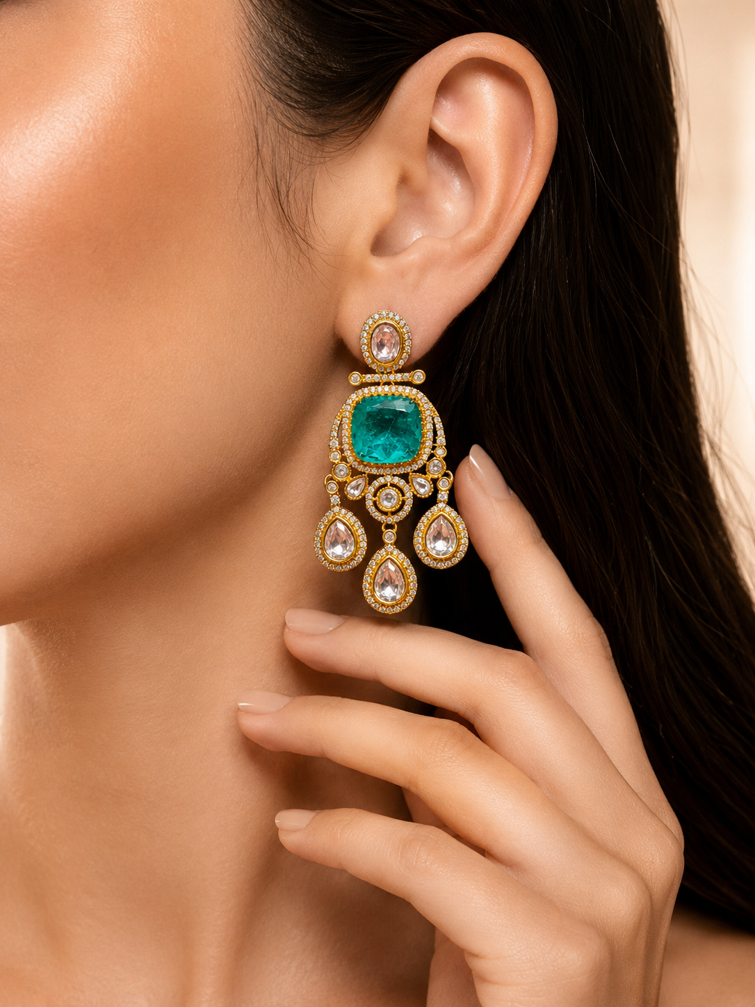 Polki Chandbali Earrings for Women