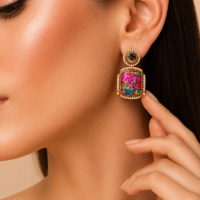 Mosaic Gemstone Drop Earrings