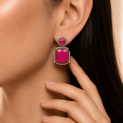 Emerald-Cut Gemstone Drop Earrings