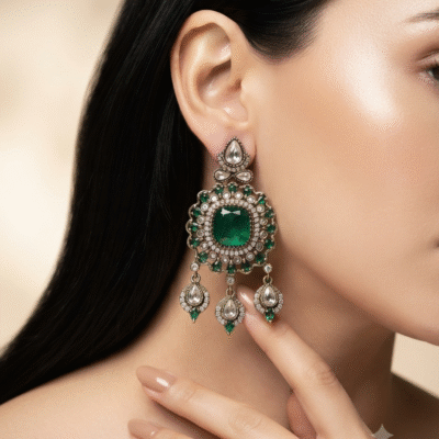Premium Victorian Floral Chandbali Earrings