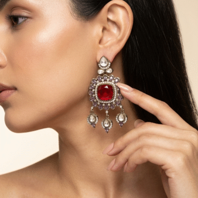 Premium Victorian Floral Chandbali Earrings