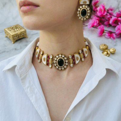 Green Kundan Mother of Pearl Necklace Set