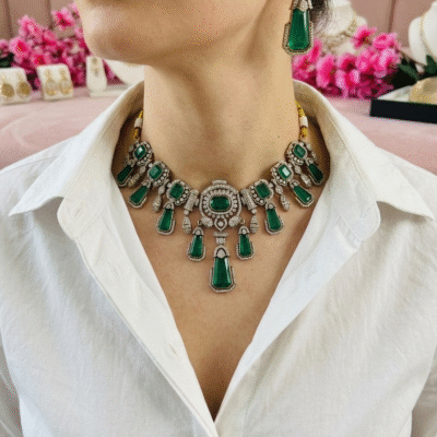 Emerald Green Victorian Statement Necklace Set