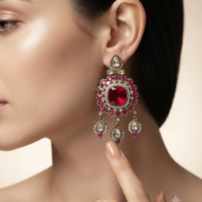 Premium Victorian Floral Chandbali Earrings