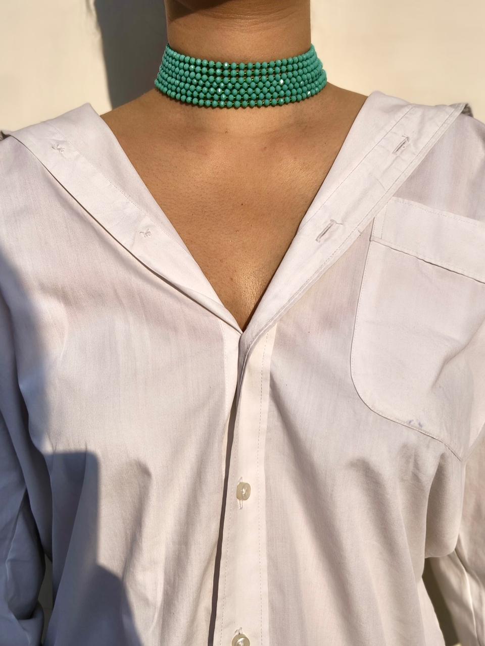 Multi-Strand Turquoise Beaded Choker Necklace