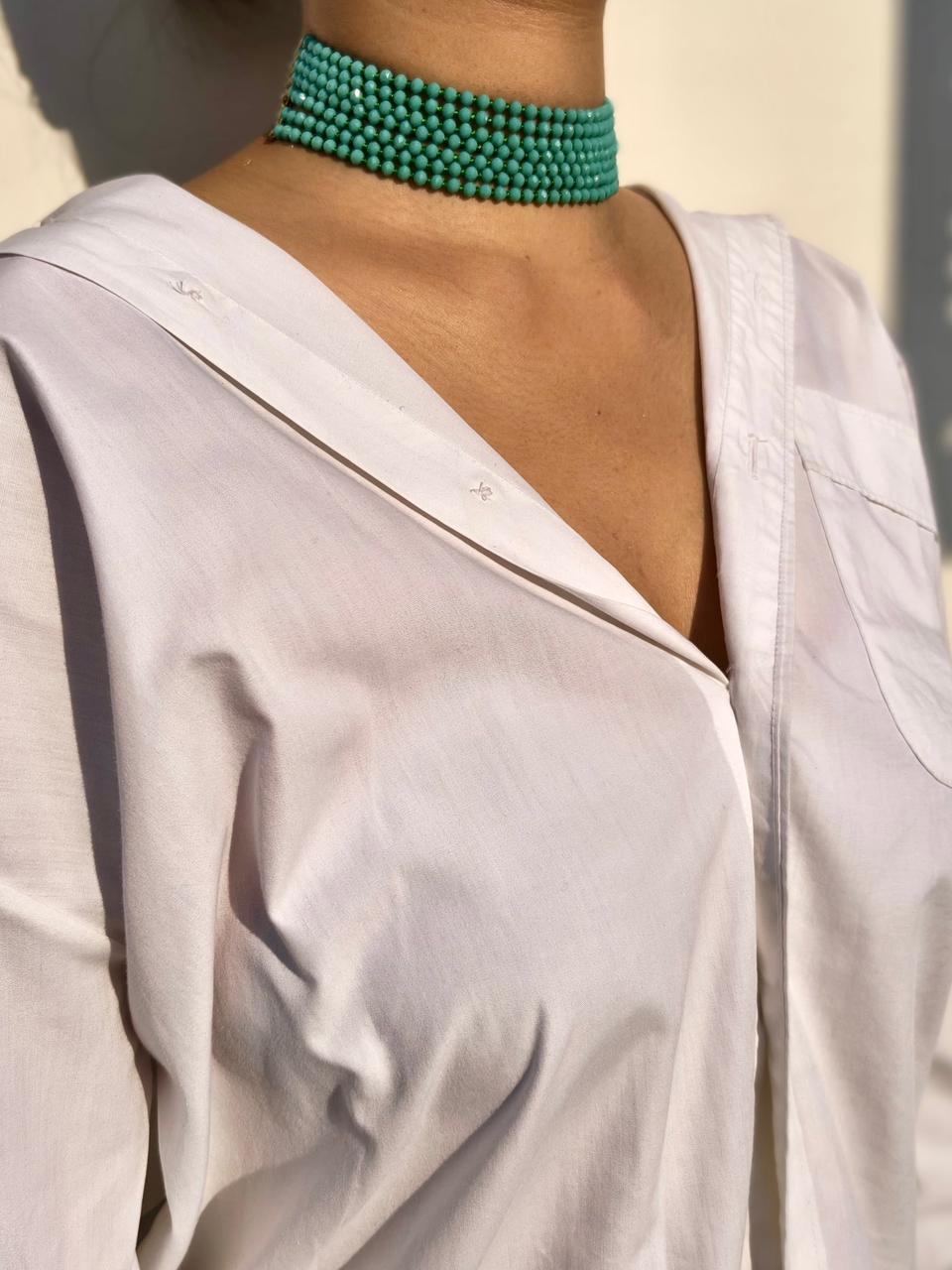Multi-Strand Turquoise Beaded Choker Necklace - Image 2