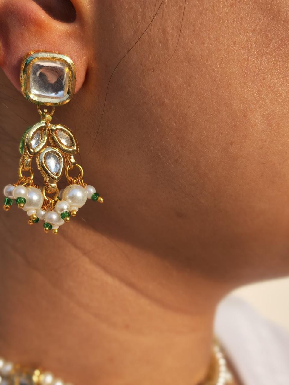 Multi-Strand Pearl Choker With Kundan Drops - Image 3
