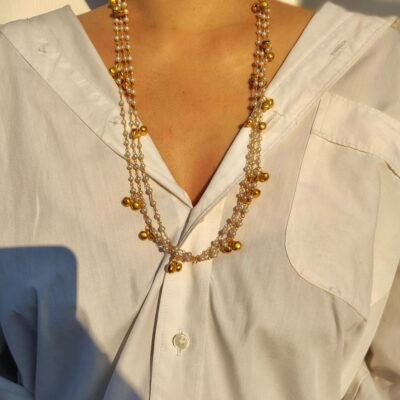 Gold Plated Multi-Layer Pearl & Bead Necklace for Women, Party Wear
