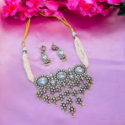 Victorian Polki Choker Necklace Set