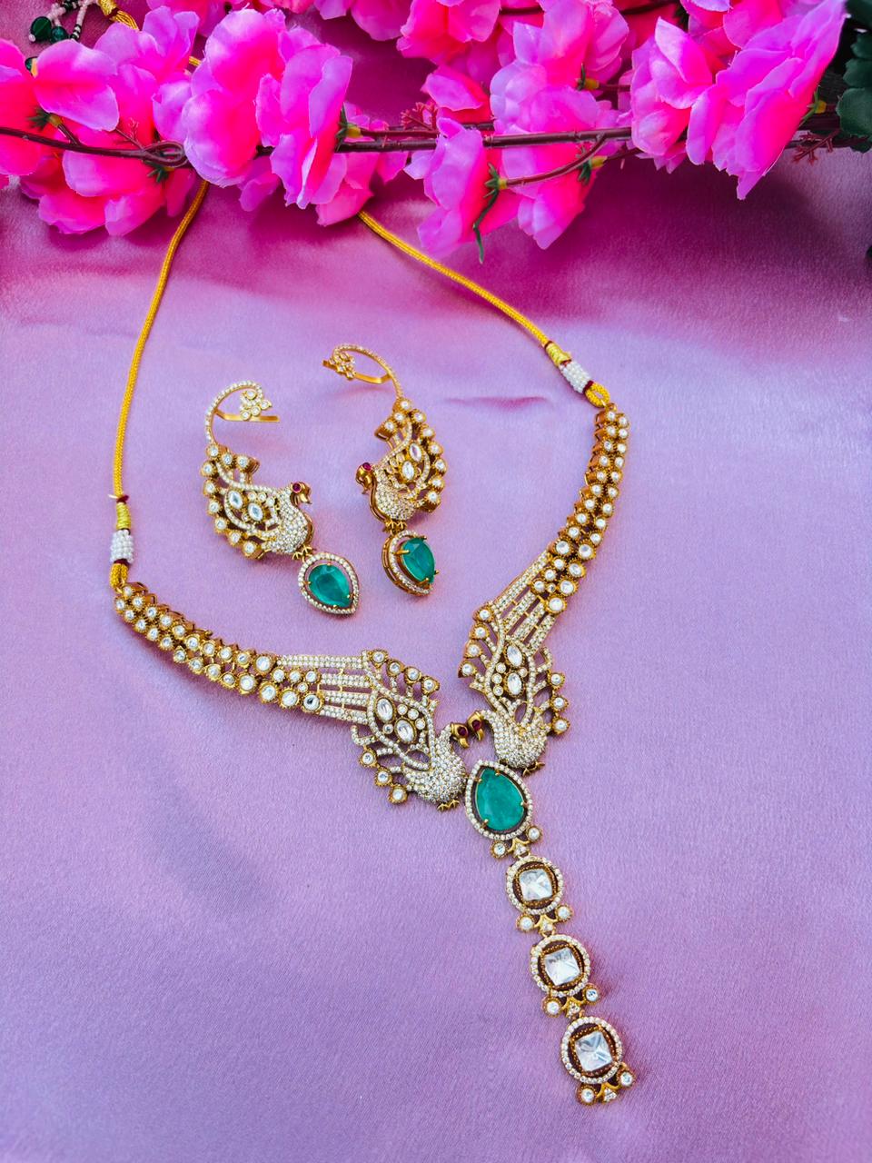 Peacock Necklace Set – Emerald Green