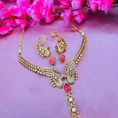 Peacock Necklace Set – Rani Pink