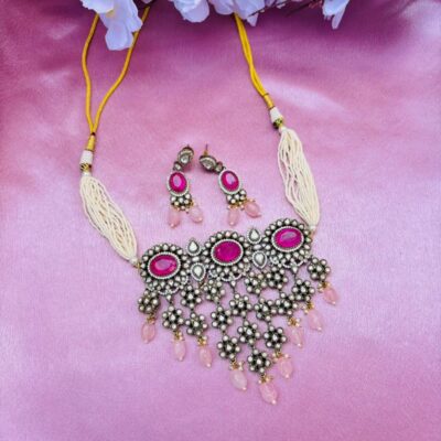 Victorian Polki Choker Necklace Set