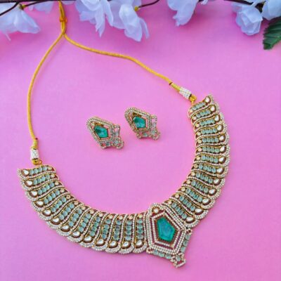 Mint Kundan Statement Choker Set