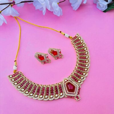 Red Kundan Statement Choker Set