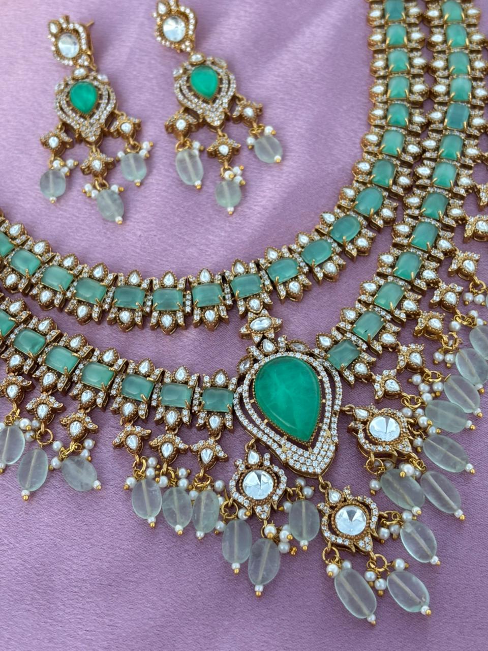 Emerald Bridal Layered Necklace Set - Image 9