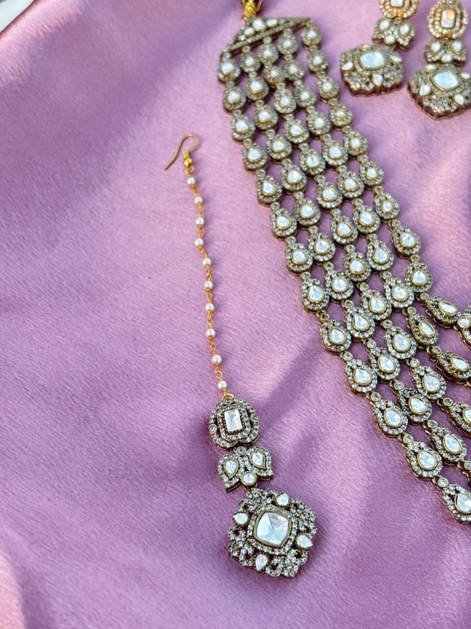 Polki Layered Bridal Necklace Set - Image 6