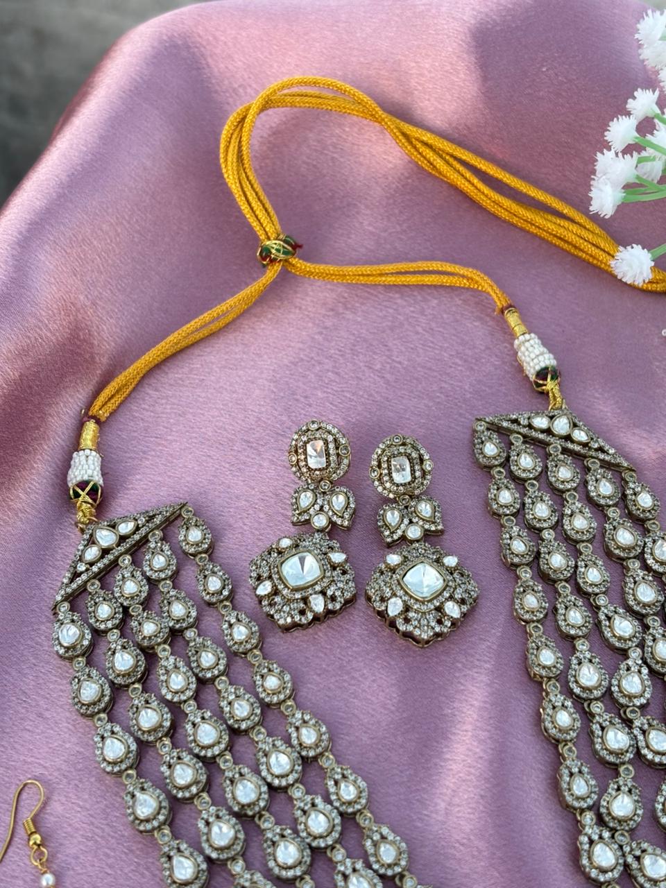 Polki Layered Bridal Necklace Set - Image 5