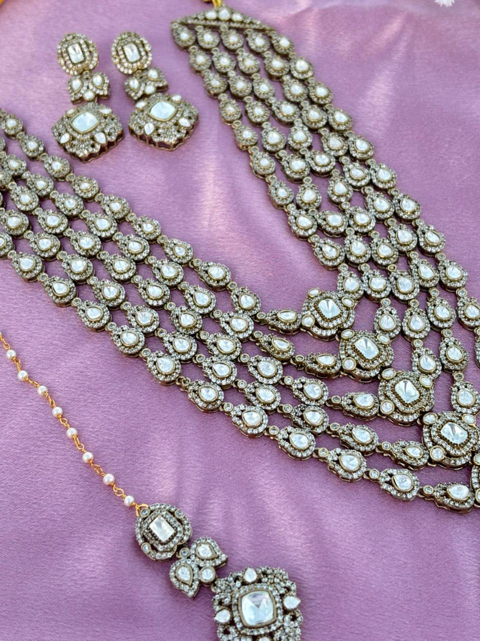 Polki Layered Bridal Necklace Set - Image 4