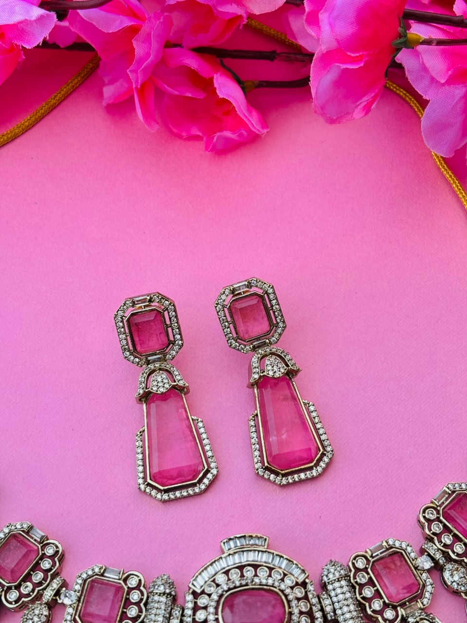 Ruby Victorian Statement Necklace Set - Image 6