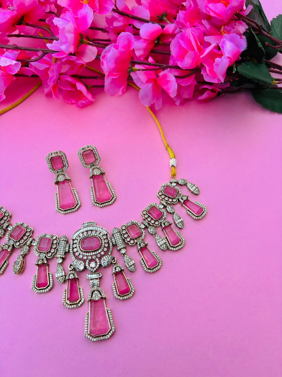 Ruby Victorian Statement Necklace Set - Image 3