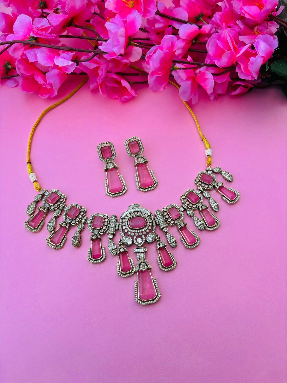 Ruby Victorian Statement Necklace Set - Image 2