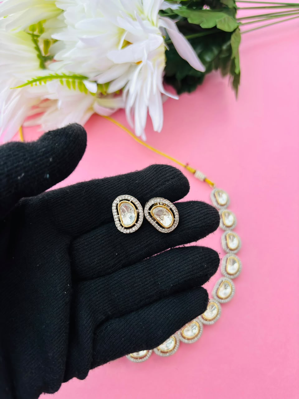 Polki Statement Necklace Set - Image 3