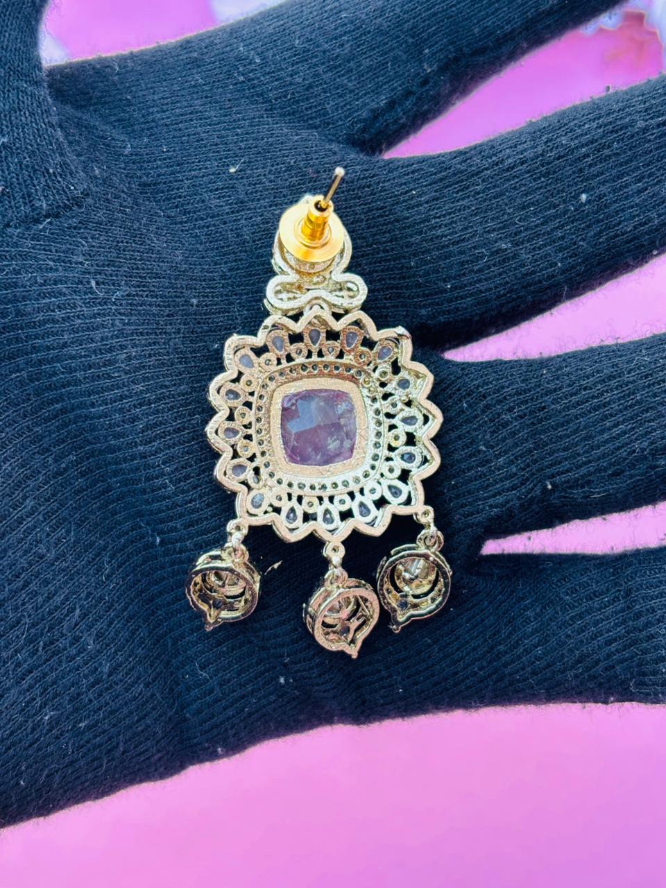 Premium Victorian Floral Chandbali Earrings - Image 7