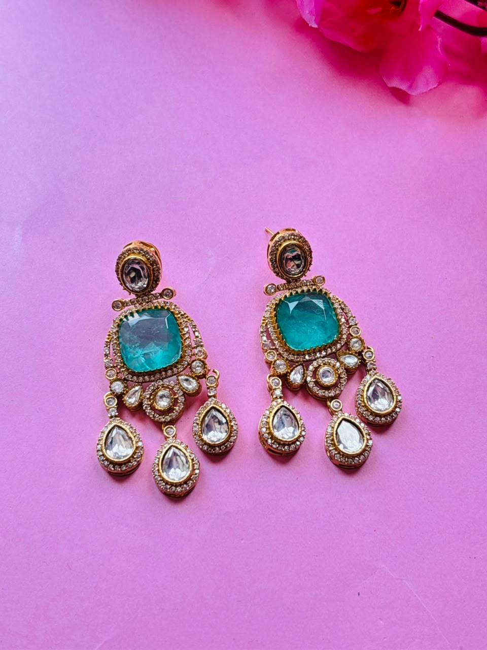 Polki Chandbali Earrings for Women - Image 5