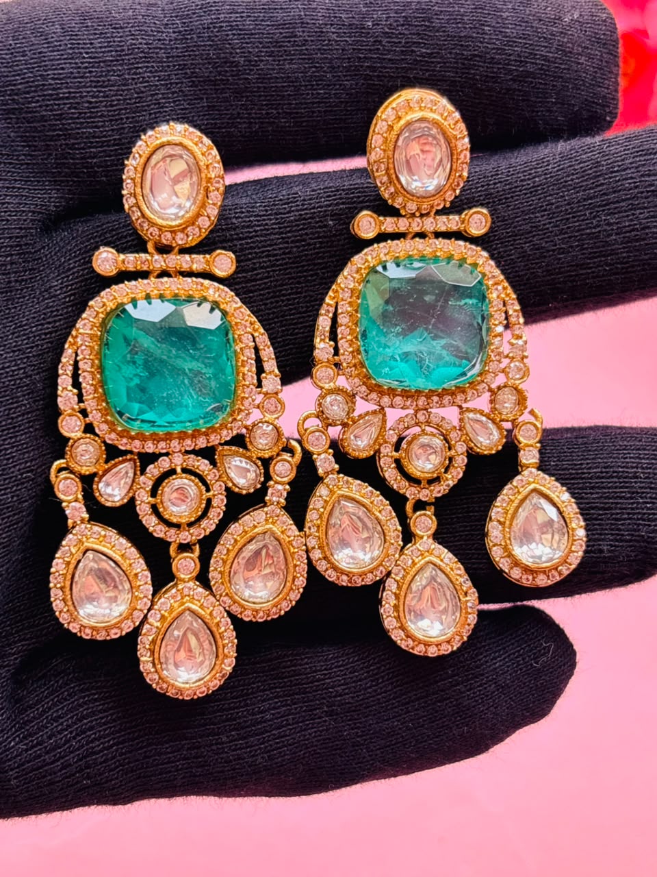 Polki Chandbali Earrings for Women - Image 4