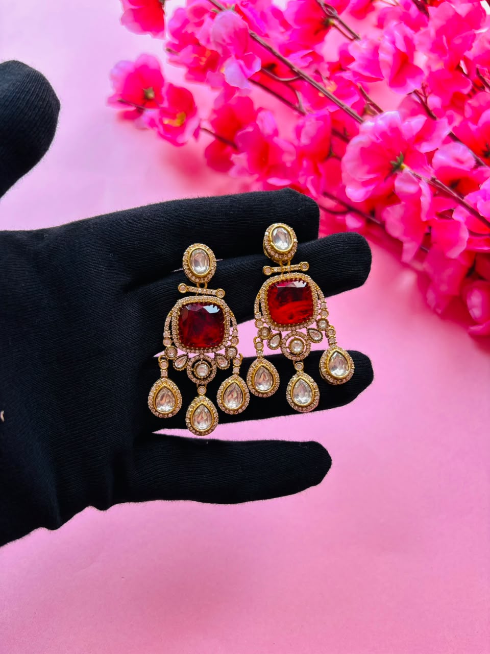 Polki Chandbali Earrings for Women - Image 3