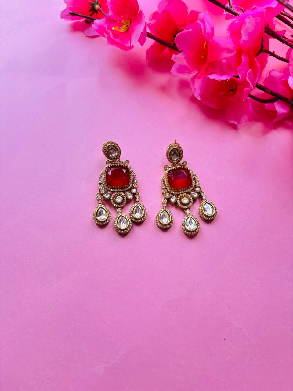 Polki Chandbali Earrings for Women - Image 2