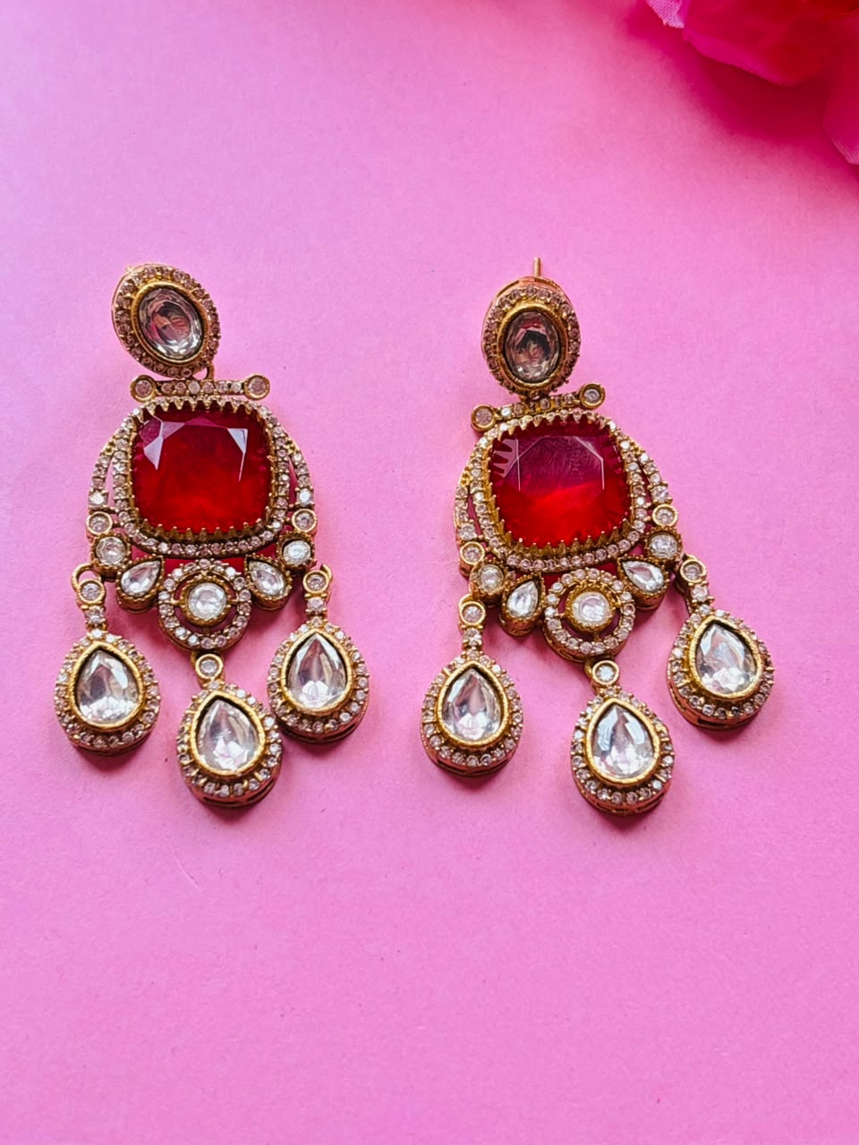 Polki Chandbali Earrings for Women - Image 4