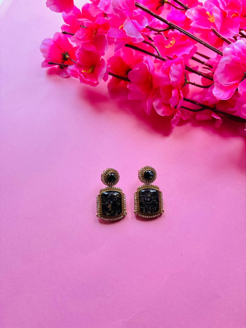 Mosaic Gemstone Drop Earrings - Image 2