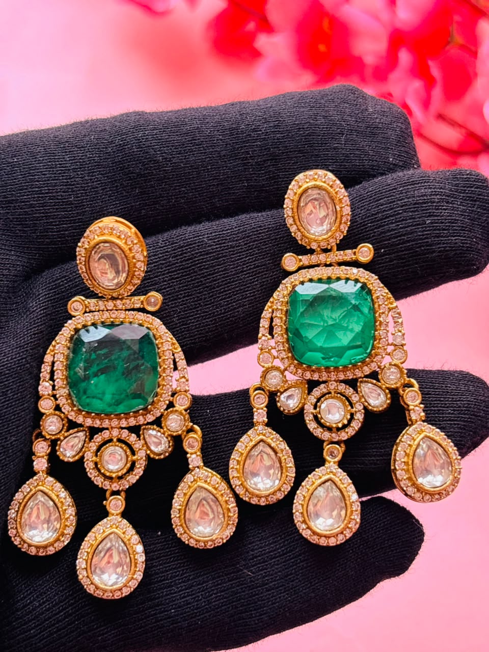 Polki Chandbali Earrings for Women - Image 4